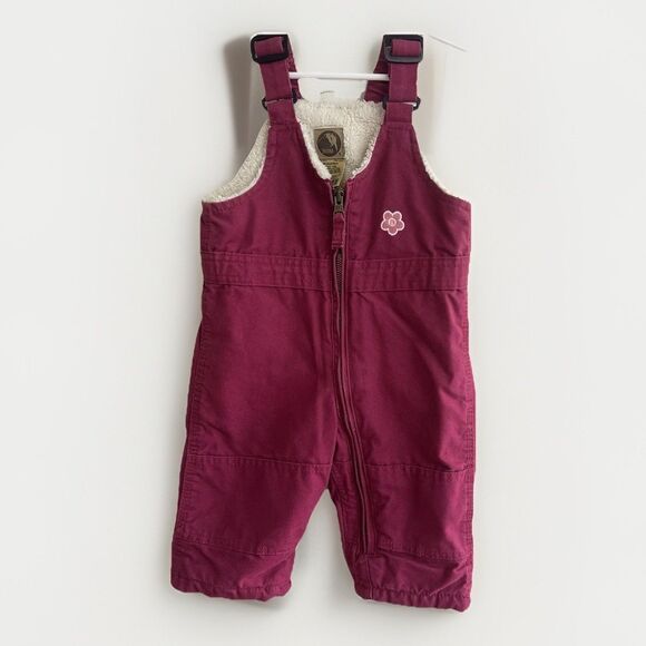 BERNE Pink Infant  Softstone Duck Insulated Bib Overalls Adj Snaps - Picture 1 of 5